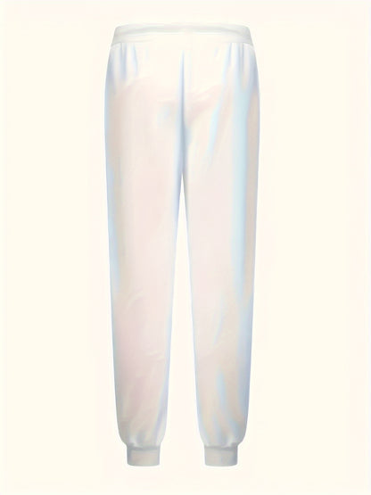 2024 New Men's Casual Sweatpants with Elastic Drawstring Waist - Loose Fit Star & Letter Print Joggers, Heather Grey, Machine Washable for Outdoor, Gym, Running & Streetwear, Jogging Pants, Outdoor Activities, Streetwear Style, Durable Construction, Athle