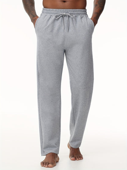 EXARUS Men'S Yoga Sweatpants Set - 2pcs, Athletic Lounge Pants with Open Bottom Straight Leg And Pockets