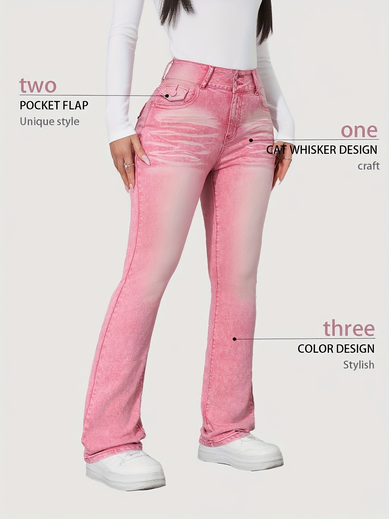 Plus Size for Women | Cute Pink Jeans | Y2K Fashionable | Slim-Fitting Style | with Pocket | Comfortable Jeans | Elastic Denim