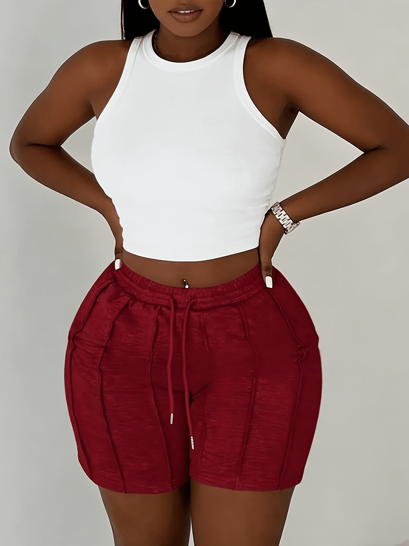 (3pcs)Solid Color Drawstring Sports Shorts with Elastic Waistband And Slant Pockets, Casual Style for Women In Spring/summer/autumn.