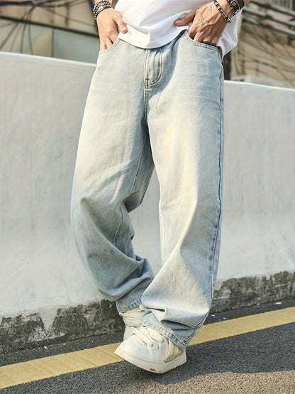 Men's Baggy Jeans - Classic Wash Clean Finish