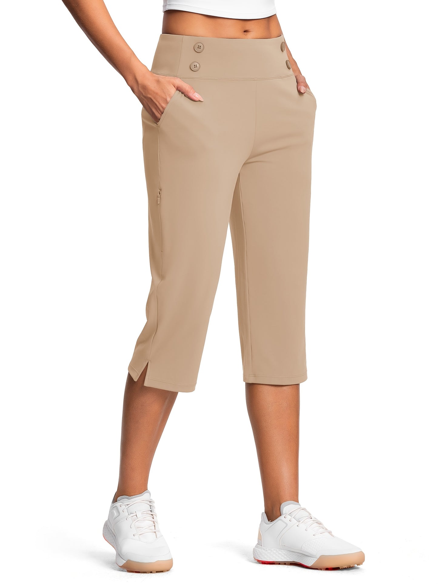 18" Dressy Capri Pants for Women High Waist Stretch Women'S Capris Pants for Summer with Pockets Work Casual