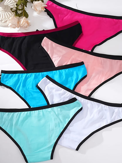 6pcs Women's Low-Rise Seamless Underwear - Briefs with Lace Edge Bow Accent, Soft Low Waist Panty for Daily Wear, Sports & Gym - Non- Full Coverage (6pcs) - Hand Washable, Stock up & Save!