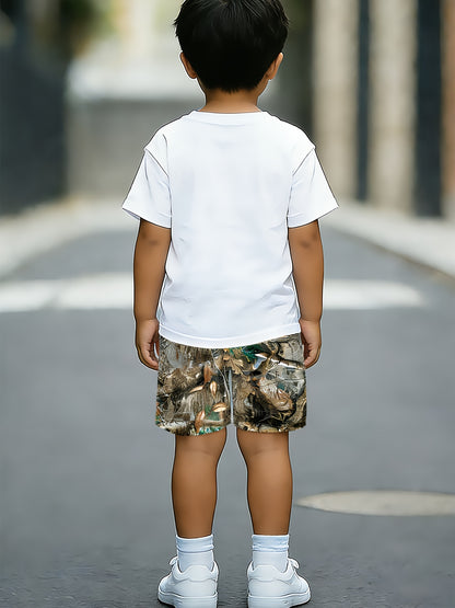 3-10Y Boys & Girls Children's Outfit Set: Trendy Letter T-Shirt + Colorful Breathable Shorts, Perfect for Outdoor