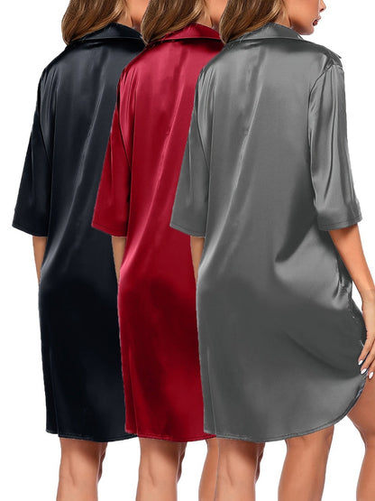 Women's Sleepwear - 3-Piece Solid Color Comfort