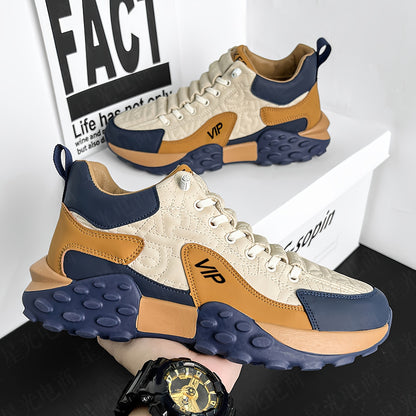 Men's Thick-Soled Slip-On/Daddy Shoes - Non-Slip Chunky Platform Sneakers Suitable for Casual Wear, Training & Year-Round Use - Low-Top Round Toe Comfortable Shoes with Enhanced Sole for Height Increase & Style ()