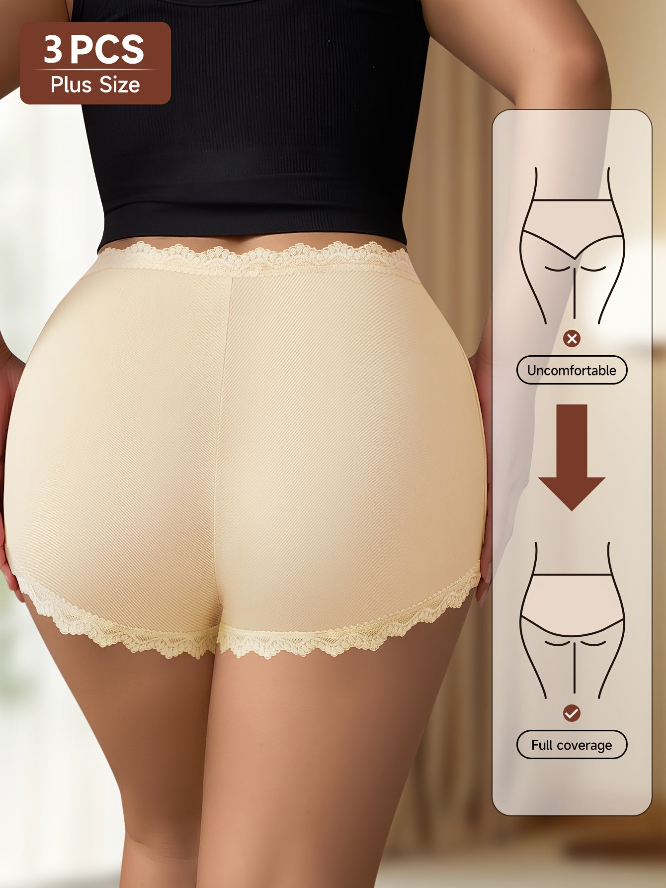 Women's Mixed colors Lace High-Waist Oversized Underwear - product view 6