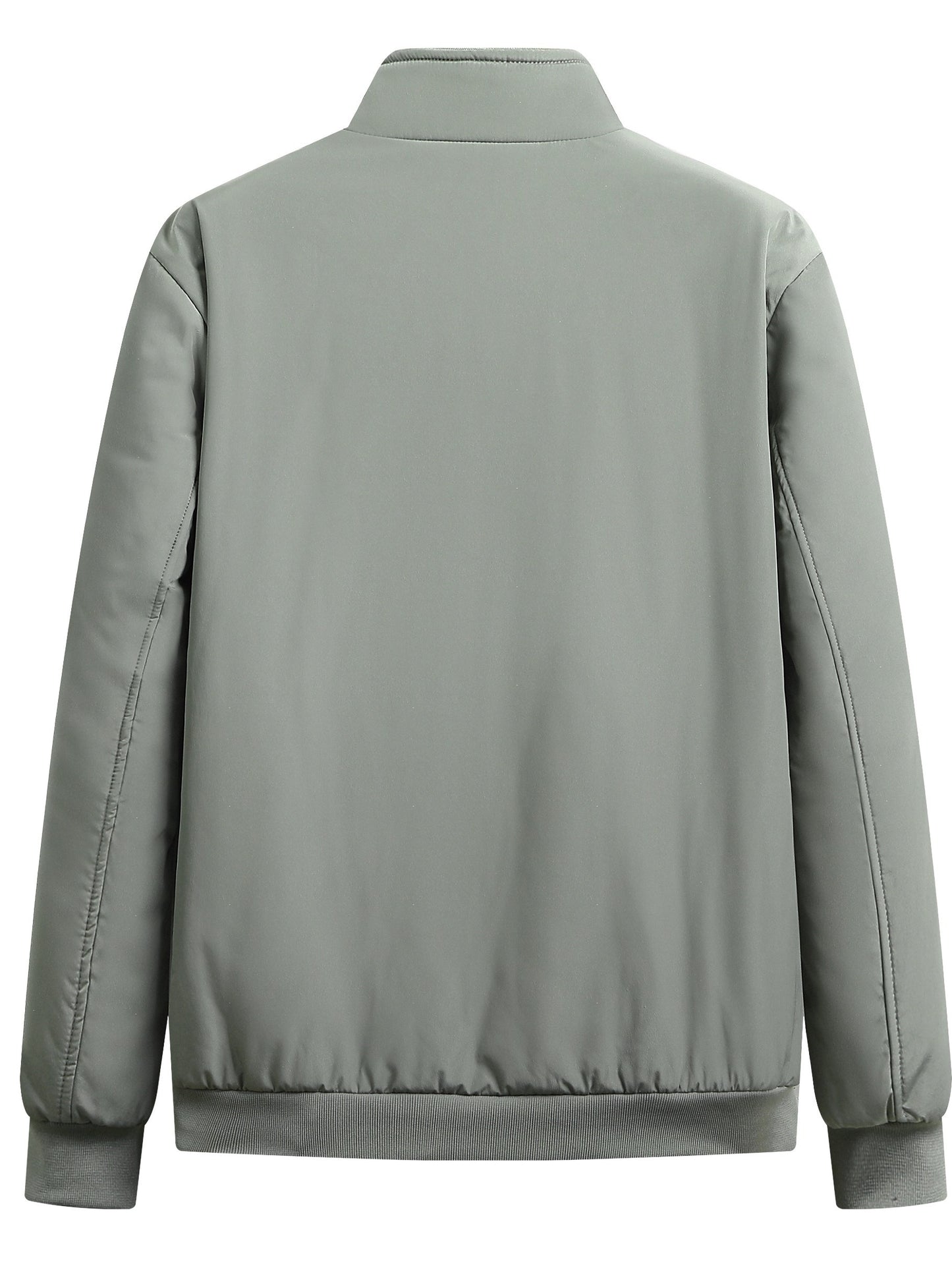Plus Size Men's Solid Band Collar Jacket Fall Winter Fleece Warm Jacket, Men's Clothing, PLUS SIZE