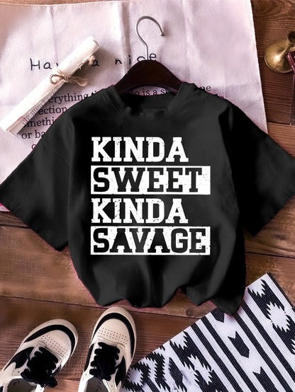 Girls' Sweet & Savage T-Shirt - Funny Quote