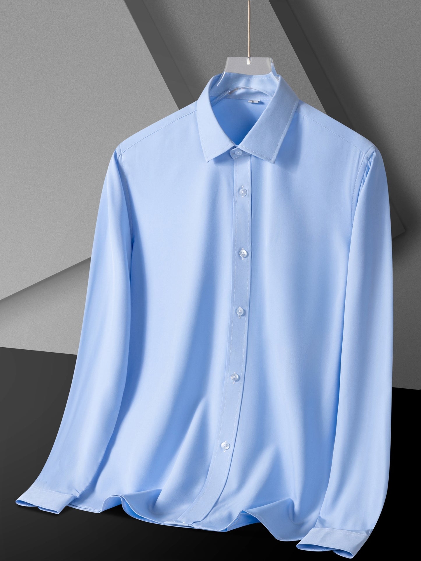 Men'S Long-Sleeve Shirt Made Of, Stretchy And Suitable for Business Attire, Wrinkle-Free Suit Shirt, Casual Short-Sleeve White Work Uniform