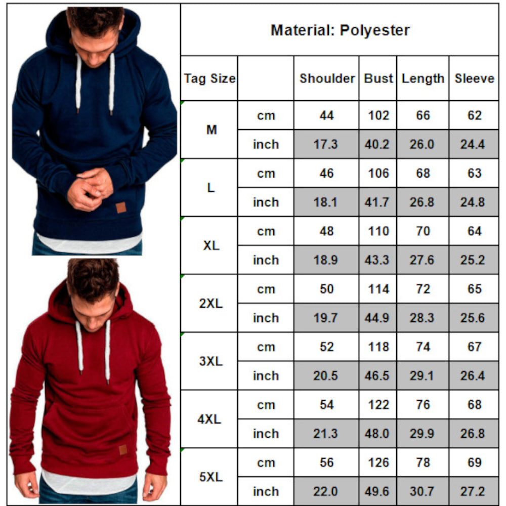 CRAZYHONEY Men Hoodie Casual Hooded Solid Pocket Cup Slim Fit Sweatshirts Pullover Sweater Tops Long Sleeve