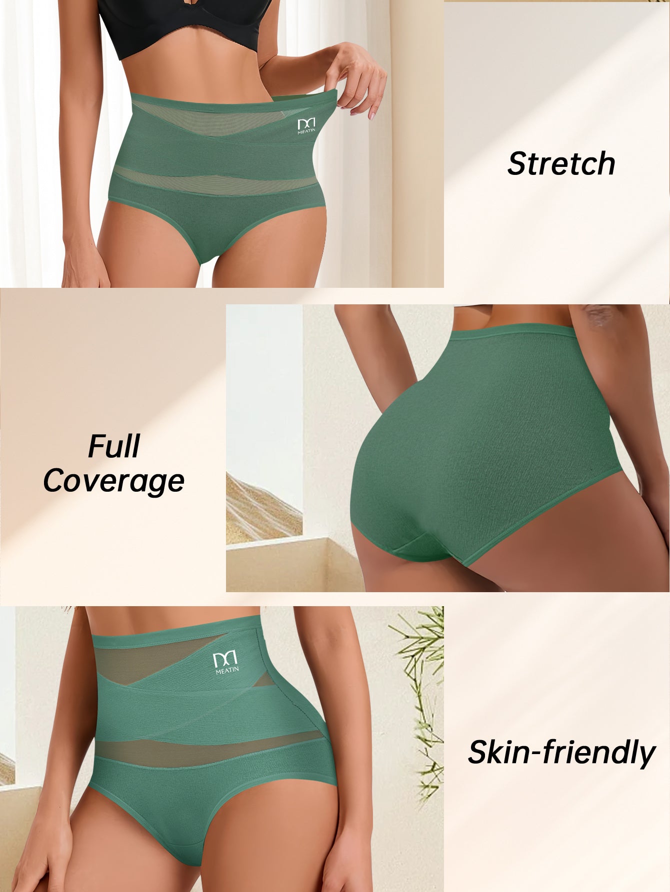 3pcs Cross Women'S High Waisted Tummy Tuck Panties & Women'S Breathable Hip Lifting Triangle Pants & Women'S High Waisted Adjustable Panties