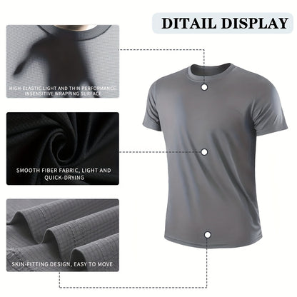 5pcs Men's Quick-Dry Short-Sleeve Shirts, Item, One of My Recent Purchases, Price Just Over a Dozen Dollars, Great Value Recommendation, for Sports and Daily Casual Wear