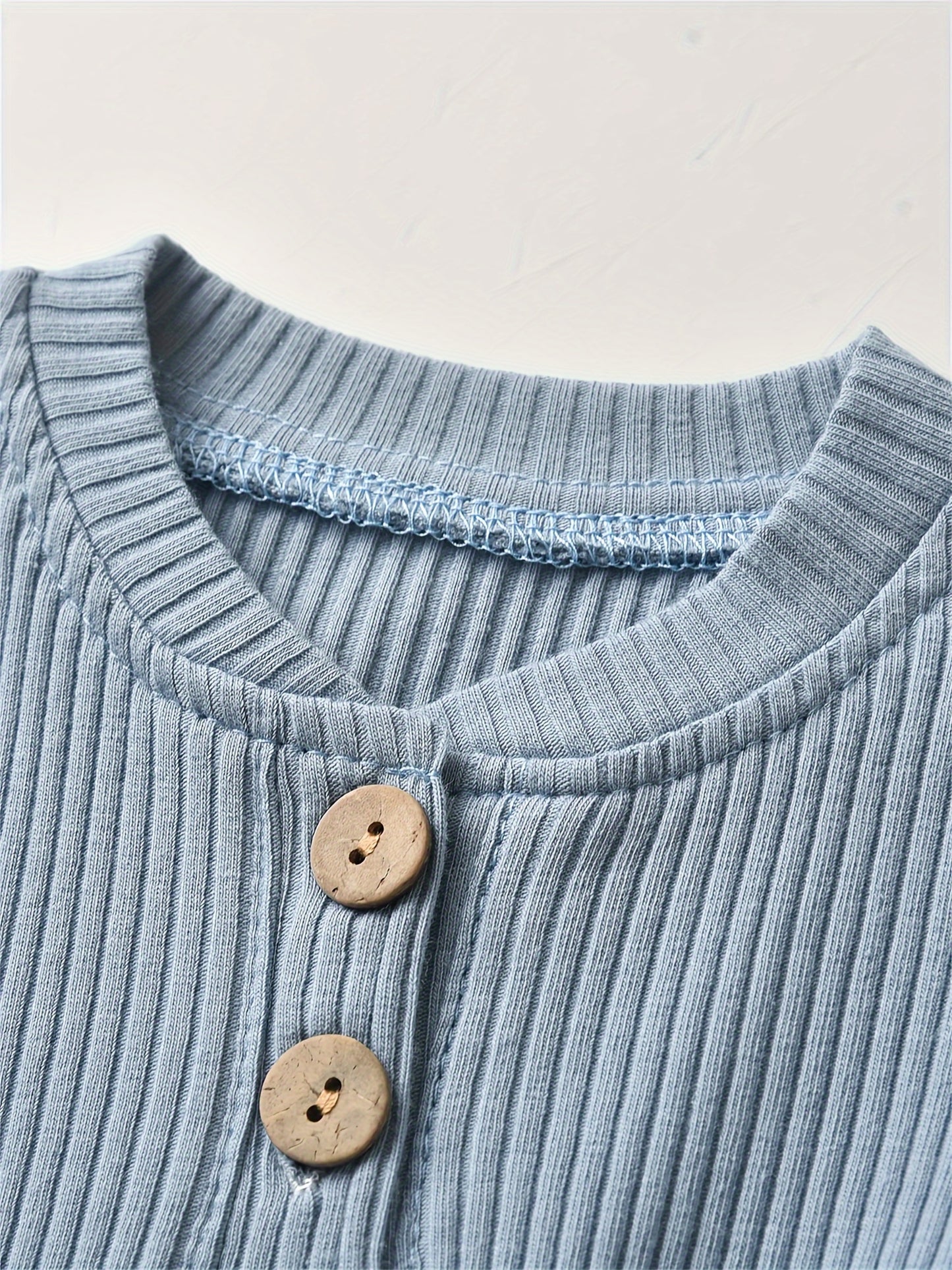 Kukitty Newborn Baby Boys Girls Clothes Unisex Long Sleeve Solid Color Ribbed Bodysuit And Pants Outfits Set, for Outdoor