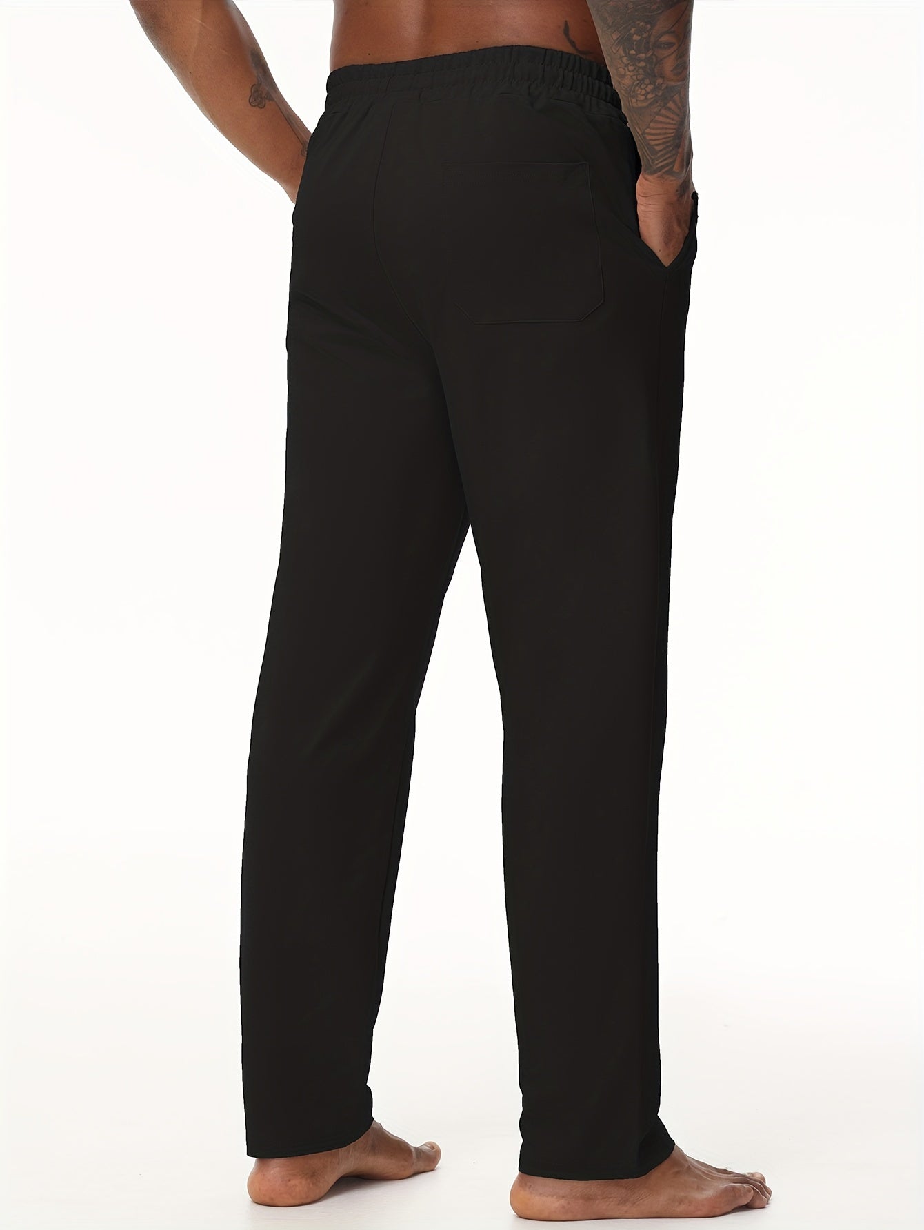 EXARUS Men'S Yoga Sweatpants Set - 2pcs, Athletic Lounge Pants with Open Bottom Straight Leg And Pockets