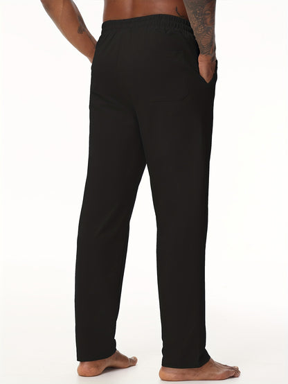EXARUS Men'S Yoga Sweatpants Set - 2pcs, Athletic Lounge Pants with Open Bottom Straight Leg And Pockets