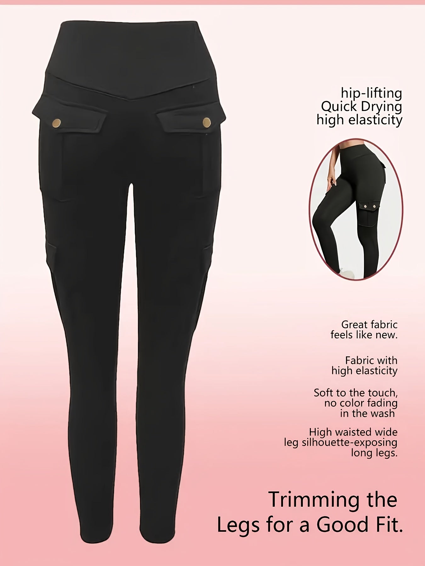 One Pair Of Women'S Slim Work Pants, With Multi-functional Pockets, High Elasticity. Aids In Tightening The Buttocks And Abdomen. Airtight Pants. Suitable For Outdoor, Home Use, Commuting, And Local Warehouse Direct Delivery.