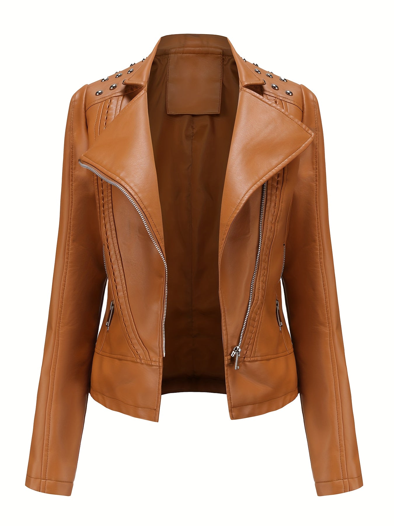 Women'S Beaded Jacket Women Long Sleeve Fashion Jacket Lapel Biker Clothing