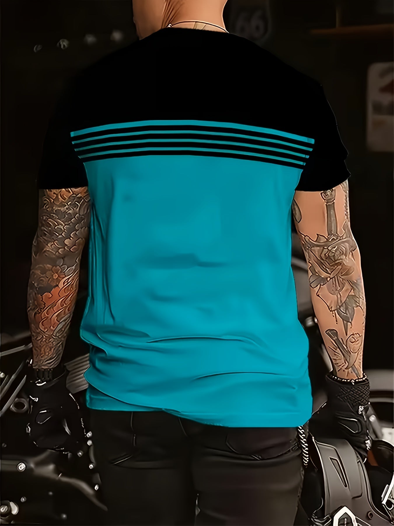 3pcs Men's Moisture Wicking Breathable Short Sleeve T Shirts Vertical Stripe - product view 6