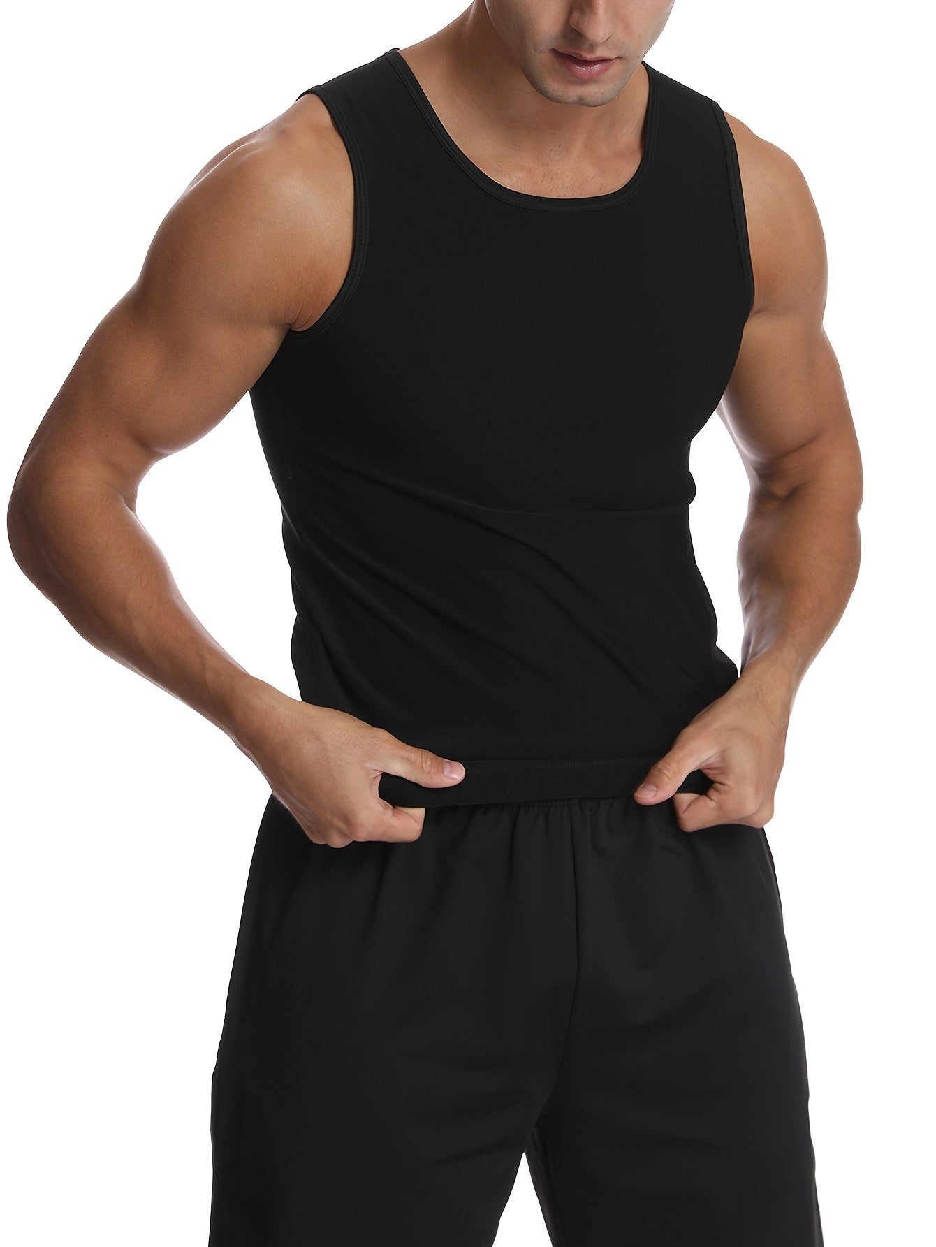 Men'S Sauna Vest for Sweating, Shapewear Waist Trainer, Tummy Control Body Shapers, And Gym Tank Tops