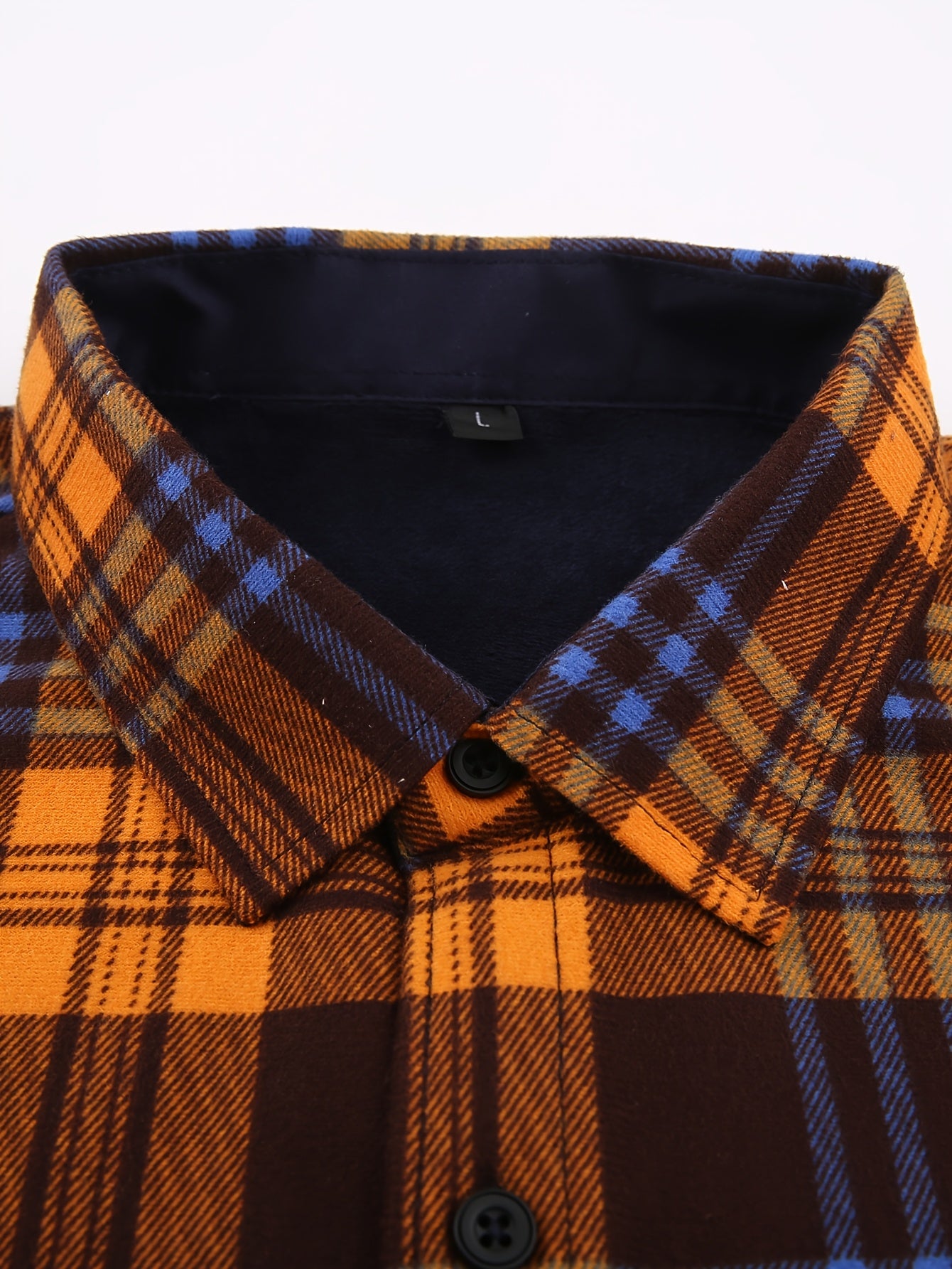 Men's Winter Flannel Plaid Shirt - Thick Warm Fleece-Lined Long Sleeve with Dual Chest Pockets, Casual Button-Up Collar for Cold Weather, Wrinkle-Resistant Soft Plaid Pattern in Navy/Red, Winter Clothes for Men, Mens Winter Clothes