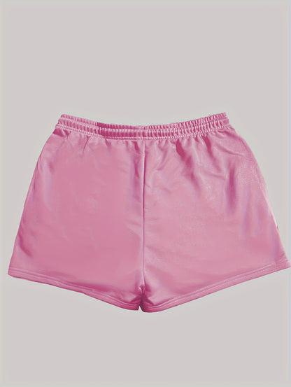 CharmGlow Summer Casual y Solid-color Drawstring High-waisted Women's Shorts