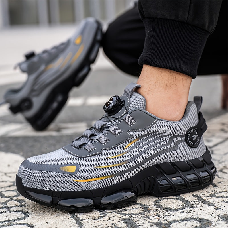 Men's Industrial Safety Work Shoes - Slip-Resistant, Steel Toe Protection, Breathable PU Upper - for Construction, Factory, Gym, Everyday - Warehouse Footwear, Modern Workwear, Outdoor Laborers