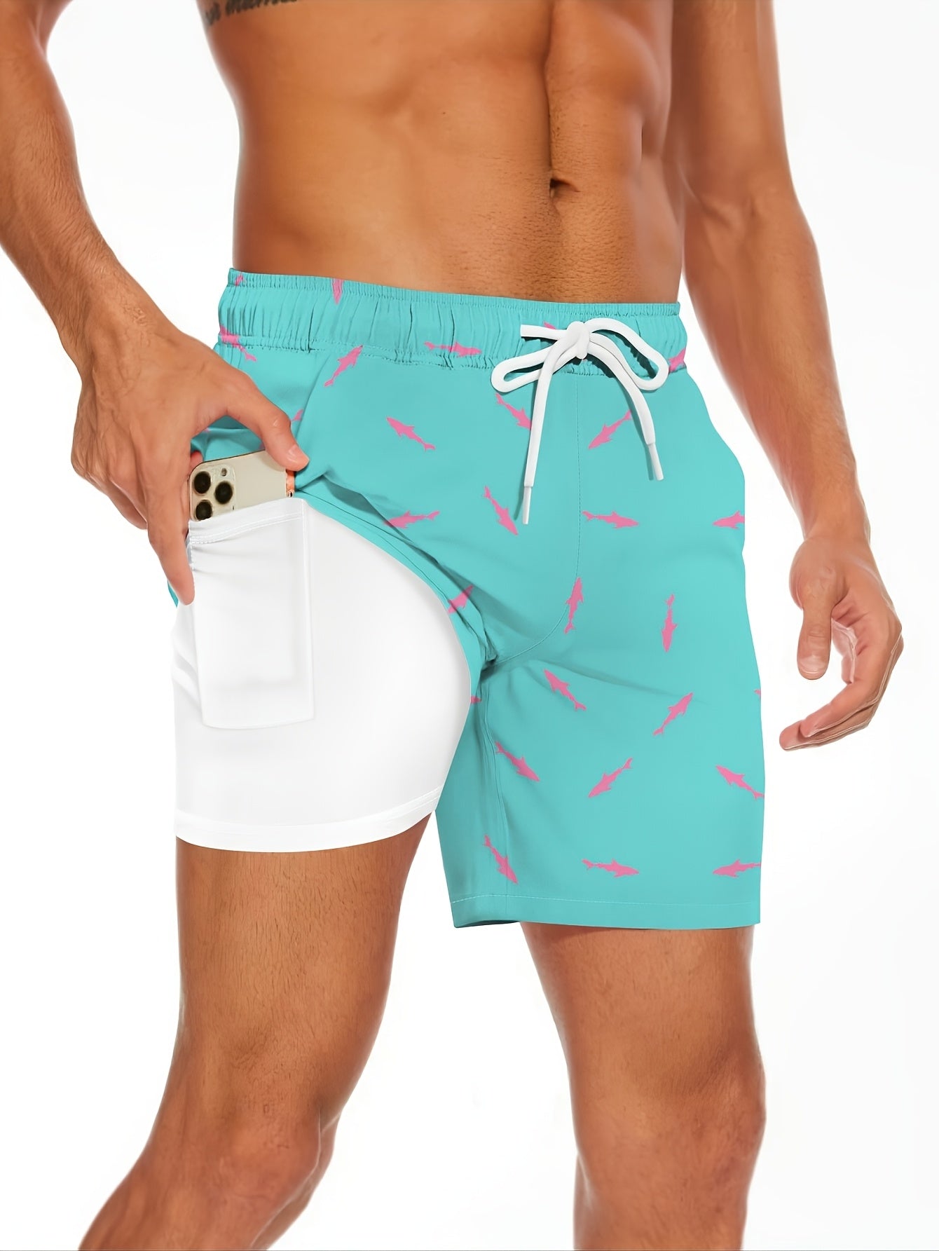 Keevoom Men'S Swim Trunks Quick-Dry 2-in-1 Built-in Liner With Belt Loop Pocketed Compression Liner Shorts Lightweight Surf Shorts Ideal For Swimming, Beach Vacations, Gym Use