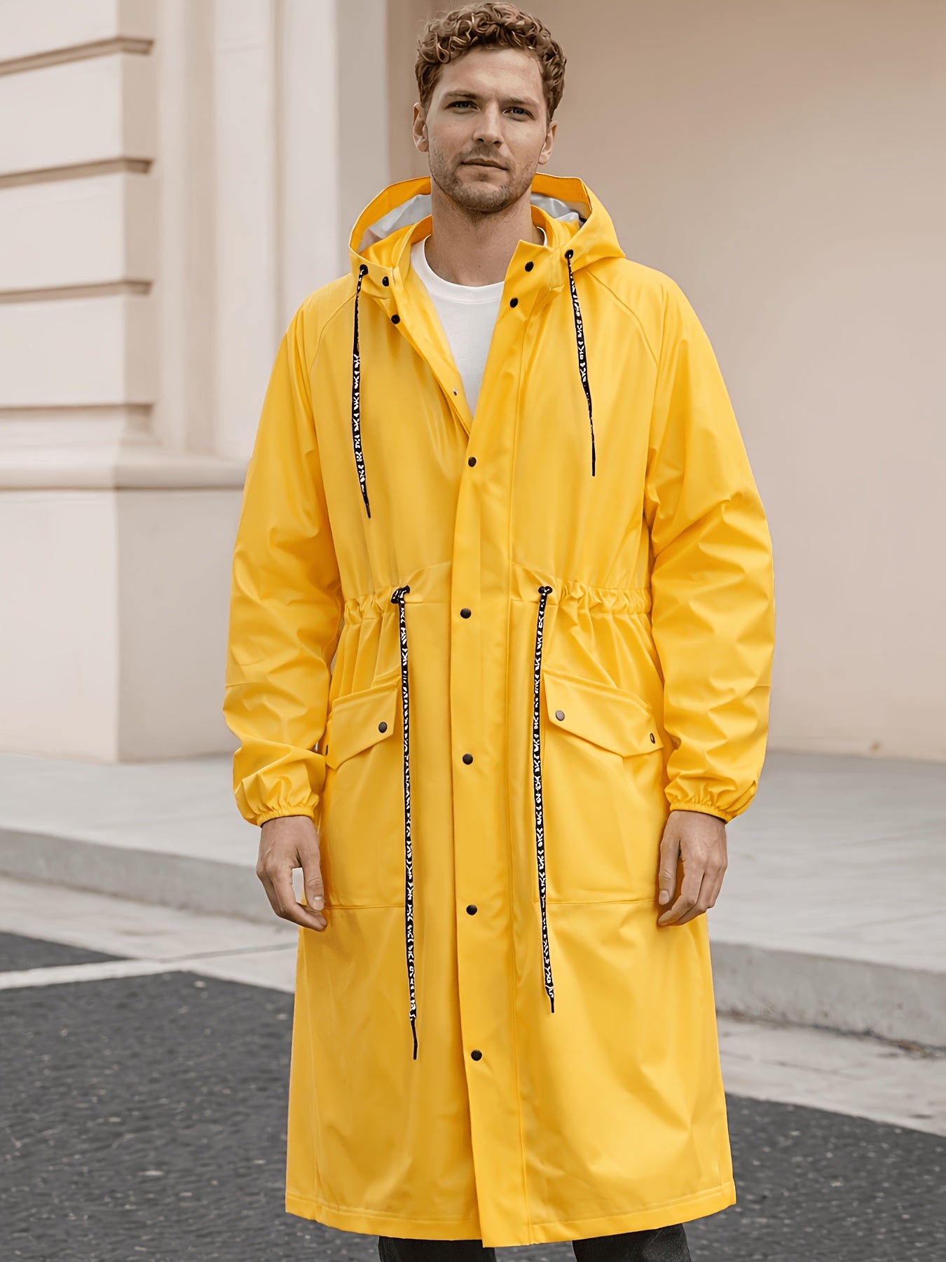 Adult Long Raincoat with High Quality, Breathable, Lightweight, And Stylish Design, Featuring A Hooded Style, Ideal for Outdoor Activities In Rainy Weather, Unisex