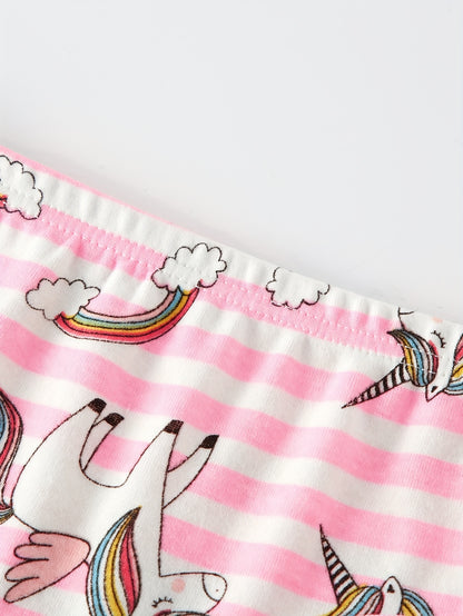 [Random] Random 6pcs ' Cute Flower And Animal And Cloud Print Briefs, Cartoon Pattern Panties, Soft And Comfy Underwear Set, for All Season Wearing