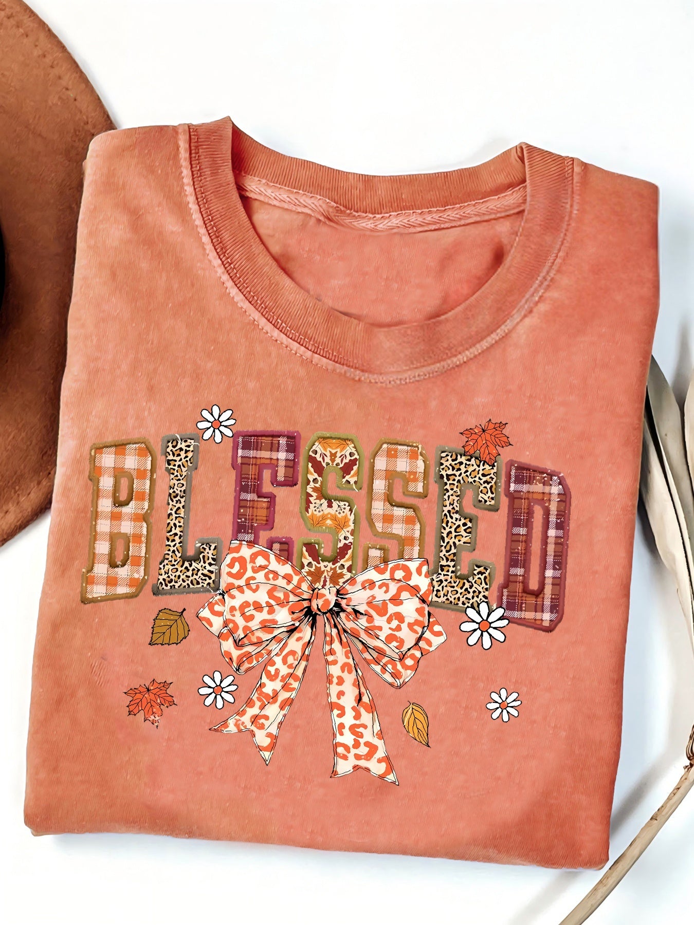 Women's Orange Polyester Oversized Short-Sleeve T-Shirt - product view 6