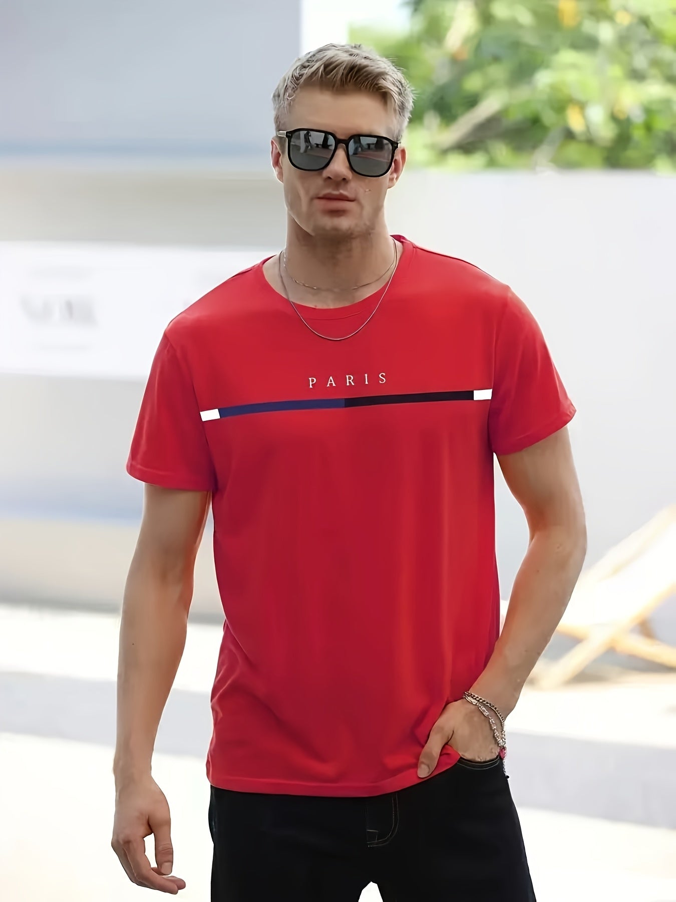 5 Men'S Summer Parisian Style Casual Sports Style Print T-Shirts, Casual Solid Color Sports Short-Sleeved Shirts, Breathable And Quick-Drying Round Neck Tops, Running Shirts, Wet And Dry Moisture-Wicking T-Shirts
