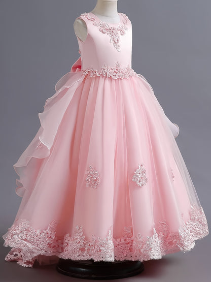 (Size Is Slightly Larger, Recommended To Purchase One Size Smaller Than Usual) Flower Dress Princess Puffy Tulle Dresses Bridesmaid Wedding Communion Birthday Party Pageant Maxi Prom Gown For Kids