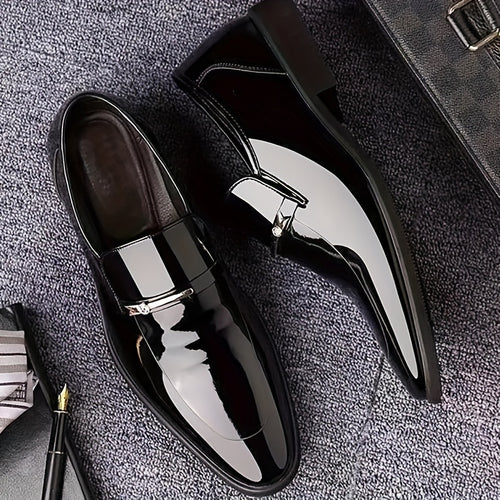 Men's Glossy Loafer Shoes, Comfy Non-slip Slip On Shoes, Men's Shoes, Spring And Summer
