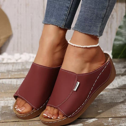 [Wedge Sandals] Women's Wedge Sandals, Open-Toe Slip-On Slippers, Comfortable Platform Casual Shoes for Summer, Women Shoes