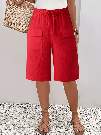 Circle 3pcs Set Standard Size Women's Shorts Casual Beach Pants with Pockets