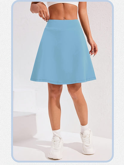 20-Inch Knee-Length Skorts for Women Featuring Five Pockets, High-Waisted Design, Suitable for Tennis And Golf, Long Athletic Skirt with Built-In Shorts