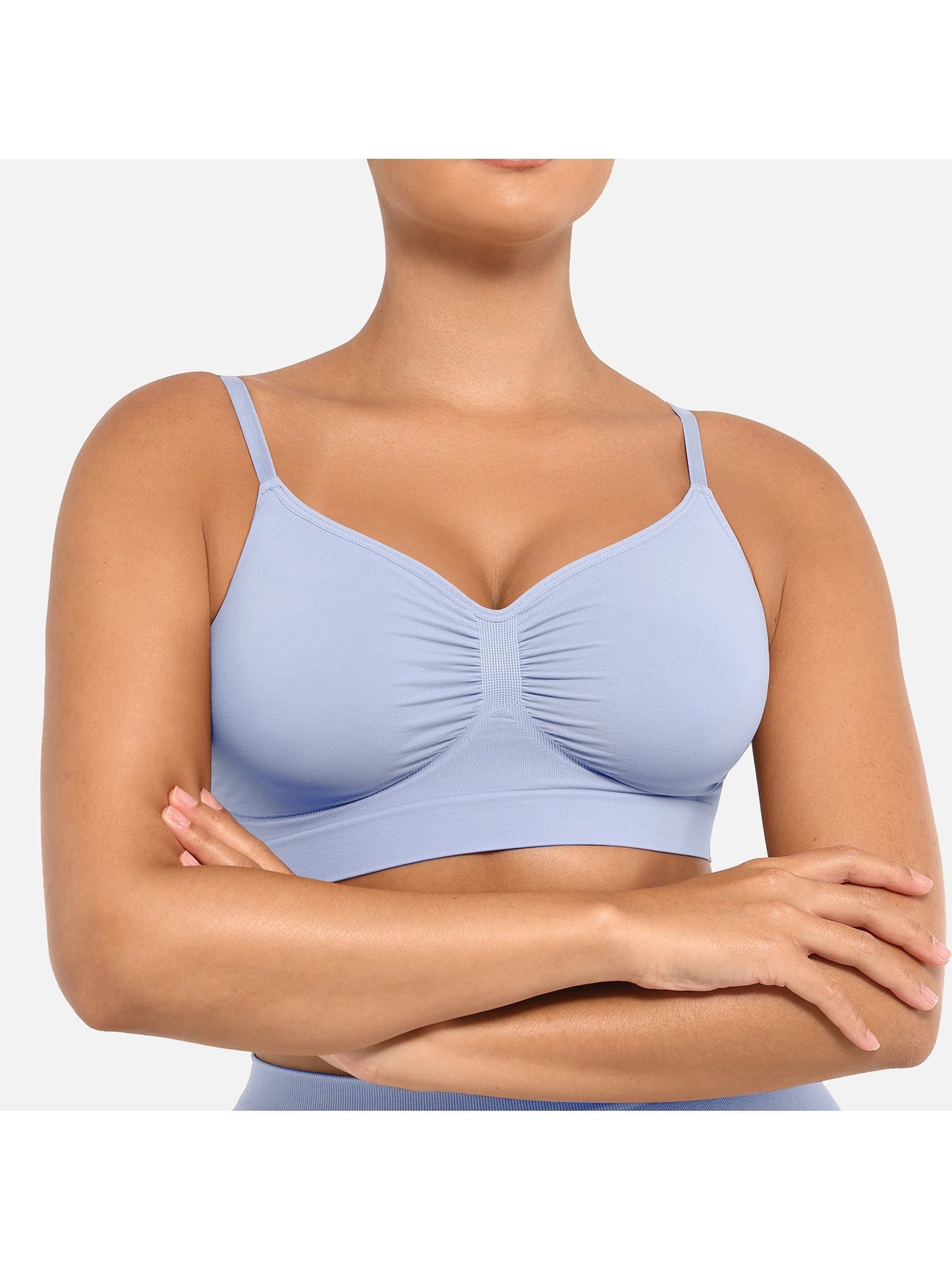 Plus Breathable High-Stretch Sports Bra with Pads - Wireless Mesh Women's Seamless Yoga & Running Top - Solid Color Activewear