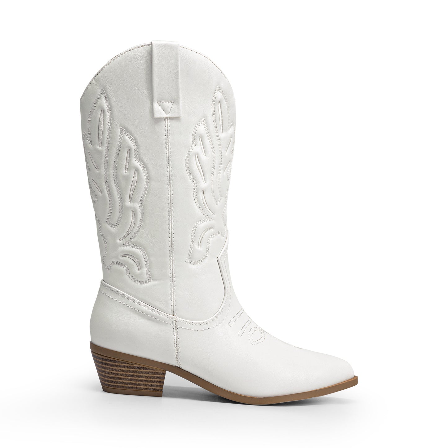 Women's Cowboy Boots Mid Calf Cowgirl Boots Embroidery Stitched Western Boots