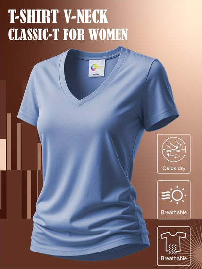Women'S Soft V-Neck Sports T-Shirt, Cool And Breathable, - Quick-Dry Fabric, Designed for Outdoor Workouts, Comfortable And Versatile Fitness Wear Suitable for Everyday Exercise