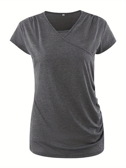 Set of 3 Women'S Short Sleeve Maternity Tops with Side Ruching for Breastfeeding