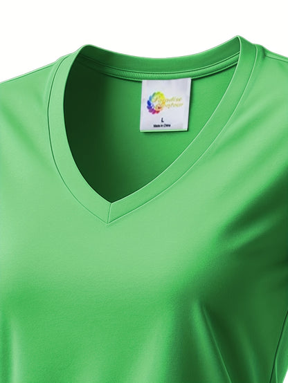 Women'S Soft V-Neck Sports T-Shirt, Cool And Breathable, - Quick-Dry Fabric, Designed for Outdoor Workouts, Comfortable And Versatile Fitness Wear Suitable for Everyday Exercise