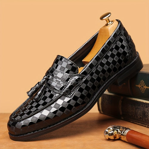 Men's Slip-On Business Casual Loafers - All-Season, Plus Size Available, Genuine-Like Upper (Genuine) - British Style s for Office, Formal & Casual Attire - Pointed Toe & Cushioned Insole (8670)