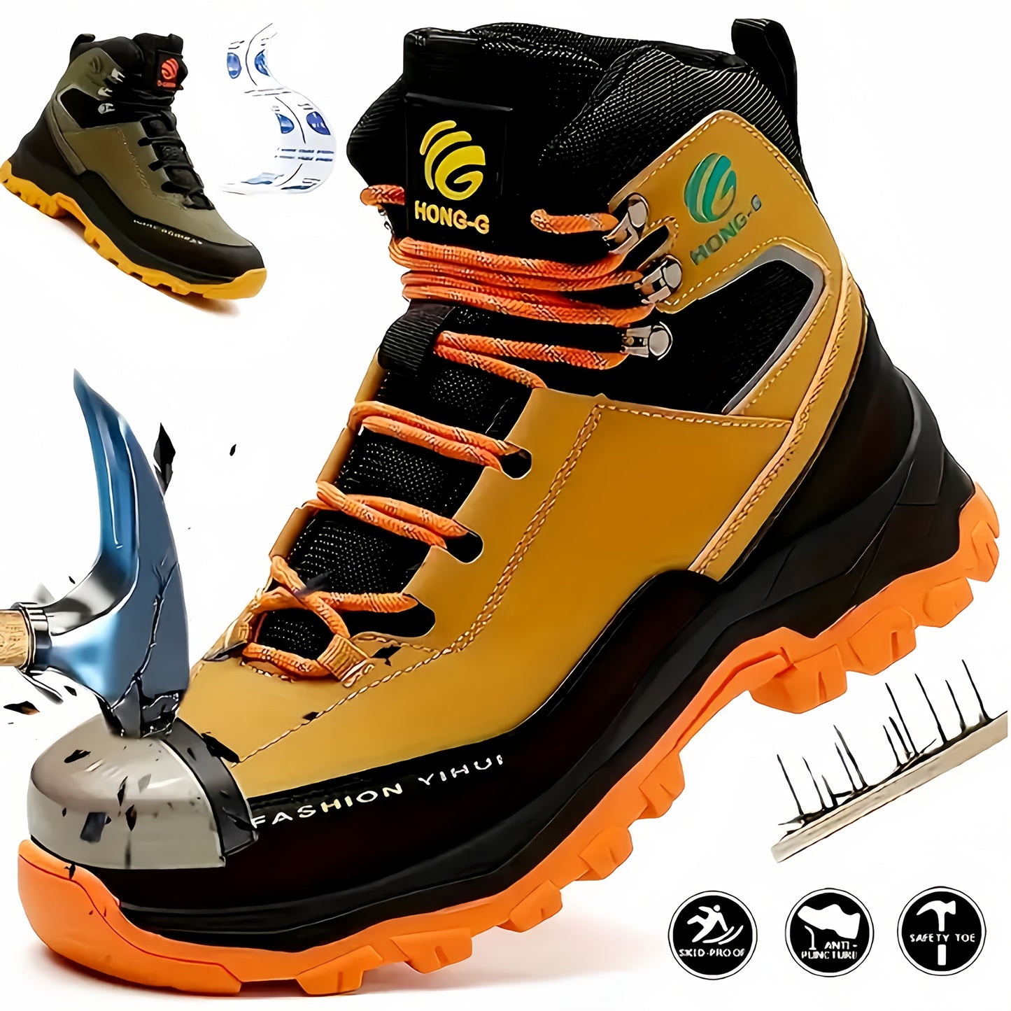 Men'S Steel Toe Boots, Puncture Resistant Shoes, Spatter Resistant Welding Work Boots, Men'S Fashion Classic Work Boots, Comfortable Industrial Shoes, Men'S Functional Footwear