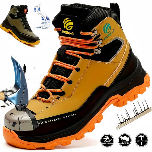 Men'S Steel Toe Boots, Puncture Resistant Shoes, Spatter Resistant Welding Work Boots, Men'S Fashion Classic Work Boots, Comfortable Industrial Shoes, Men'S Functional Footwear