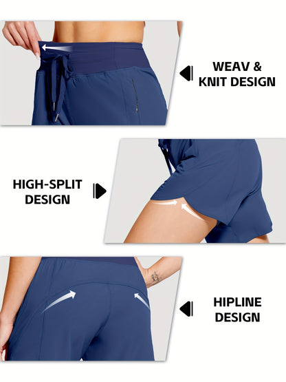7" Shorts for Women High Waist Quick Dry Shorts with 3 Zipper Pockets Lounge Casual