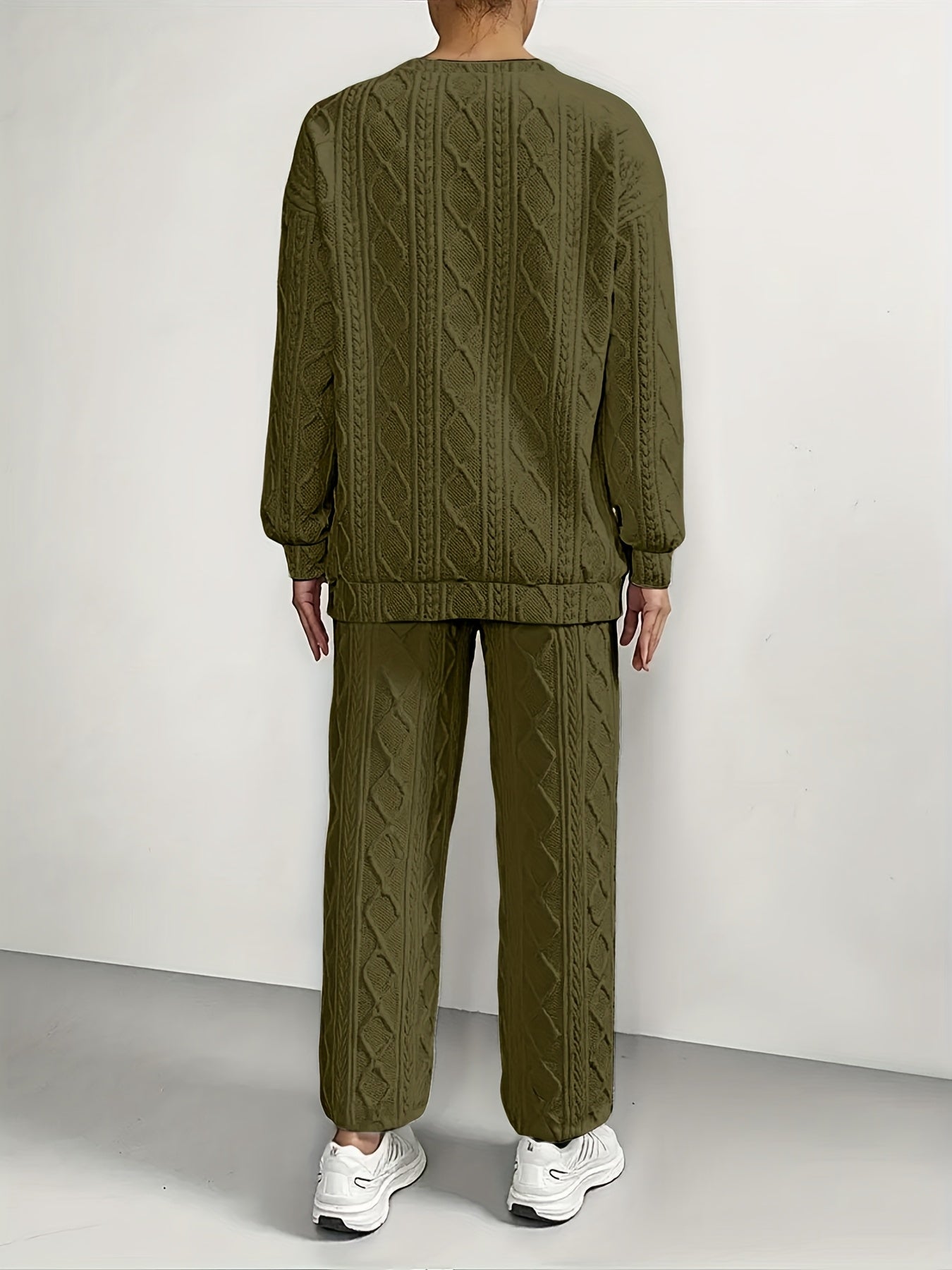 New Spring And Autumn Collection Of European And American Women'S Clothing - Jacquard Long - Sleeve Casual Round - Neck Sweatshirt And Trousers Set.Women'S Suits, Women'S Two-piece Suits
