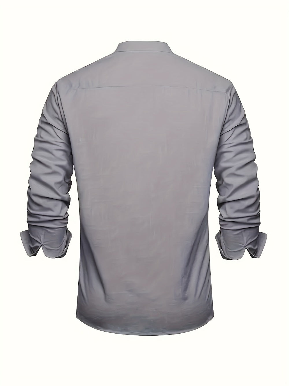 Men's Solid Plus Size Long Sleeve Casual Shirt - Stretch