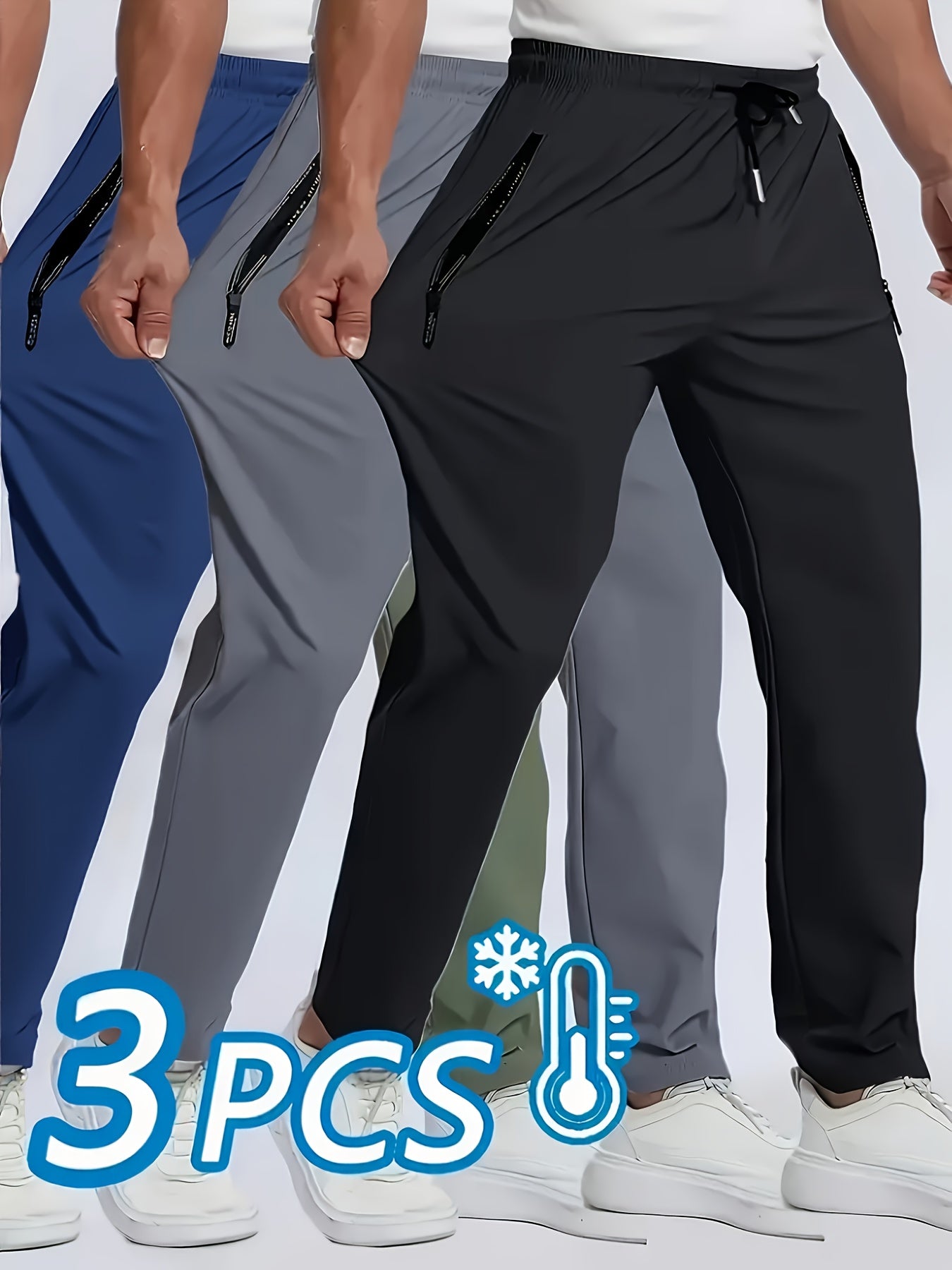 Summer Men'S 3pcs Multi-color Pants, Lightweight, Stretchy, Quick-drying Design, Suitable For Running, Rock Climbing, And Outdoor Activities, Cool, Breathable, Sporty, And Fashionable Style.