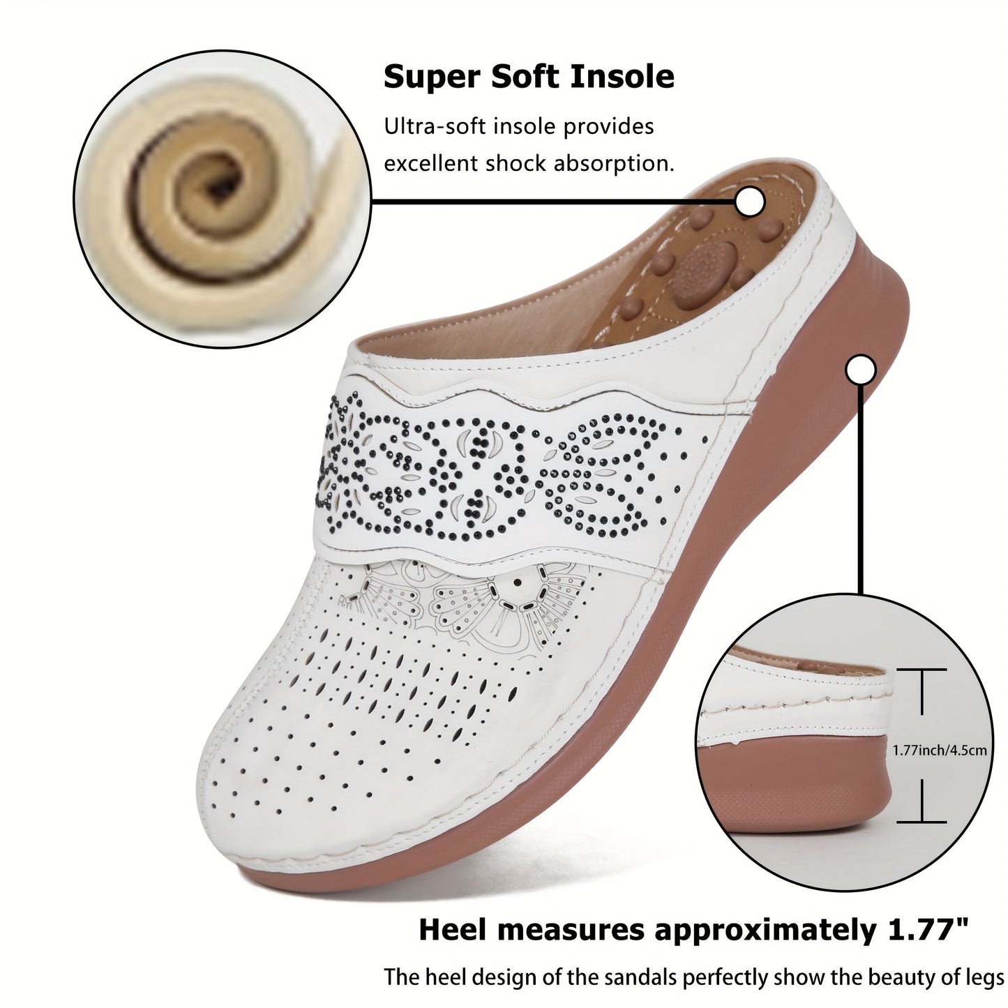 Women's Comfortable Wedge Sandals - Arch Support, Platform, Hollow Out Design, Perforated Toe, Heel Cushion, Perfect for Casual Outdoor Summer